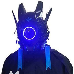 Punk masker helm cosplay voor mannen, futuristische punk techwear, Halloween cosplay fit muziekfestival (kleur: blauw, maat: 30 x 19 cm)