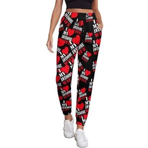 I Love My Awesome Wife Joggingbroek voor dames, hardloopbroek, joggingbroek, casual broek, elastische taille, lang met zakken