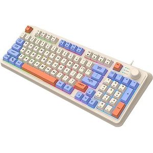 Tityvirnix RGB Gaming Toetsenbord 94 Toetsen Compact USB Bedraad Toetsenbord voor Windows PC Gamers Wit Blauw 395x153x33mm