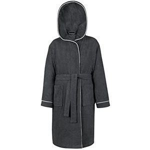 LAYNENBURG Premium Badjas kinderen & tieners met capuchon - 100% katoen - OEKO TEX Standard 100 - donzige badstof - Maat (122-128, Antraciet)