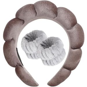 DRESHOW Spa Hoofdband voor Wassen Gezicht Polsband Pak Spons Zachte Badstof Make-up Huidverzorging Anti-slip Hoofdband voor Vrouwen Eén Maat