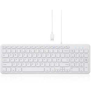Perixx PERIBOARD-213U Bedrade Stille USB Schaartoetsenbord, Compact Ontwerp met Nummerpad, UK QWERTY, Wit