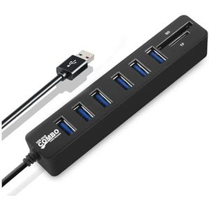 5/8 poorten USB 2.0 HUB SD/TF-kaartlezeradapter Multi USB 2.0 splitter USB Hub 2.0 Meerdere uitbreidingsschakelaar Hub Dockingstations(Black USB 8-Port)