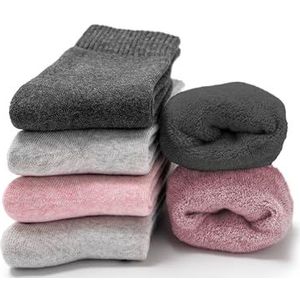 Occulto - Smilla - Katoenen Kuffelsokken - Grijs Roze - Pak van 6