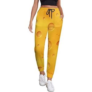 Heldere smakelijke gele kaas vrouwen atletische joggingbroek joggingbroek lounge broek met zak