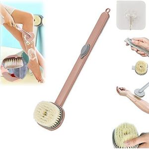 Afneembare Rug Body Bad Douche Spons Struikgewas Met Handgreep Massager, Zachte Stijve Borstelharen Exfoliërende Doucheborstel Met Handgreep Massager-Pink