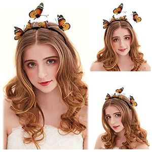 MINTIME Dames meisjes vlinder haarband haarband hoofdband haaraccessoires hoofdtooi bruidssieraden (geel)