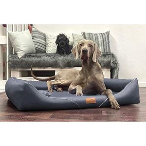 tierlando® Orthopedisch hondenbed William Easy-Clean | luxe hondensofa kunstleer | anti-haar | traagschuim M+ | grafiet