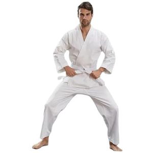 UBOHUZ Karate uniform, judopak voor volwassenen, middelzwaar, studenten, karate-gi, vechtsportuniform met riem, voor mannen, vrouwen, wit, 190 cm