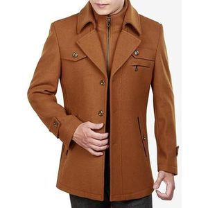 SXHEYUY Heren wollen jassen casual overjas winter plunjezak trenchcoat, geel, M
