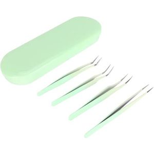 Wimperpincet, eenvoudige bediening, roestvrij staal, hoge hardheid, soepel ergonomisch, 4 stuks wimperverlengpincet voor slaapzaal voor feest (groen)