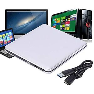 Lazmin USB 3.0 extern dvd-station, dvd/cd-rw-brander draagbare driver slanke optische cd-speler voor laptop Netbook (zilver)
