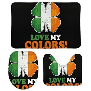 Ierse kleuren St.Patrick's Day badkamertapijten set 3 stuks antislip badmatten wasbare douchematten vloermat sets 50 cm x 80 cm