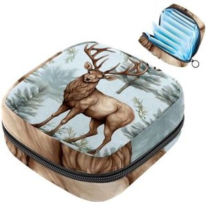 MUOOUM Kerst Bos Elanden Maandverband Opbergtas Draagbare Menstruatie Tas Voor Vrouwen Tiener Meisjes Menstruatie Cup Pouch Nursing Pad Houder