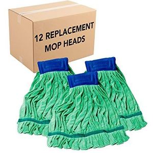 Arkwright Tube Mop Head - (doos van 12) Super absorberende pluisvrije vloer vervanging, bleekmiddel, sneldrogend, heavy duty voor thuis, commerciële en industriële reiniging, 14 oz, groen