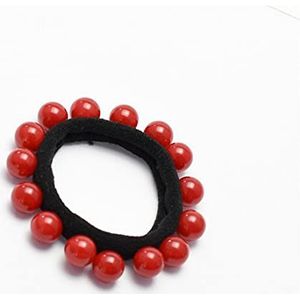 Hot Hoge Elastische Haaraccessoires Gift Haar Tie Touw Band Haar Ring Parel (rood)