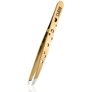 Rubis - Elegance - Pincet - Goud - Schuin - Vergulde Wenkbrauwpincet met Gatendesign