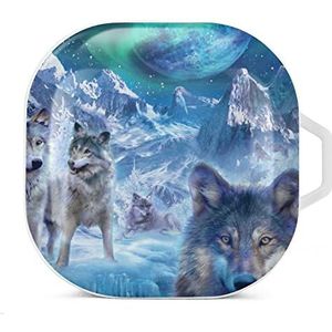 Snow Wolves Oordopjes Hoesje Compatibel met Samsung Hard Shell Beschermhoes Wit-Stijl