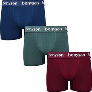 Palleon Set van 3 bamboe boxershorts voor heren met stretch-fit-design, super zachte retroshorts voor mannen met een elastische tailleband, meerkleurig 3, M
