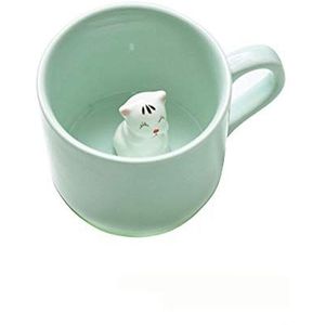 Koffie-melk-thee-keramische mok - 3D Dier-ochtendschaal beste cadeau voor ochtenddrank en bruiloften, verjaardagen, Vaderdag BigNoseDeer (kat)
