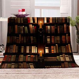 Knuffeldeken, flanellen deken, 150 x 200 cm, 3D-print, microvezel, zacht, wollig, warm, pluche, woondeken, boekenkast, bedrukt patroon, sprei, fleecedeken, winterdeken voor bank en bed