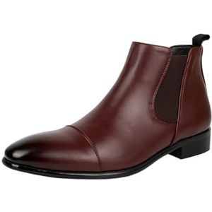 Mens Chelsea Boots Casual Dress Boots Black Ankle Boots Elastic Slip On Boots For Men (Color : Dark brown, Size : EU 49)