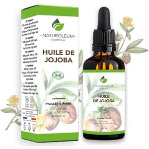 JOJOBA-OLIE 100% BIOLOGISCH, puur en natuurlijk, koudgeperst, Extra Virgin - voedende verzorging voor huid, gezicht, haar en baard, veganistisch (50 ml)