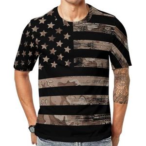 Amerikaanse vlag woestijn camouflage heren korte mouw grafisch T-shirt ronde hals print casual tee tops 6XL