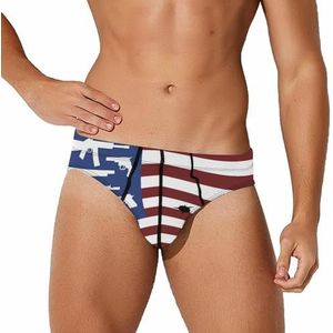 Amerikaanse vlag geweren en kogelgaten heren slips ondergoed stretch slip zachte ademende onderbroek bedrukt