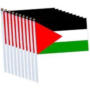10 Pcs Palestina Mini Vlag Palestijnse Stok Vlaggen Hand Held Kleine Miniatuur Palestina Vlaggen Op Stok Ondersteuning Bidden Voor Palestina Hand Wuivende Vlag