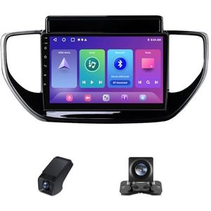 Android 14 Autoradio geldt voor Hyundai Verna Solaris 2 II 2020-2021 Autoradio 2 Din Carplay Android Auto 9 Inch Touchscreen met GPS-navigatie WiFi FM-radio Camera ADAS DVR 1080P(X1)