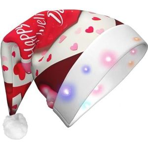 SSIMOO Happy Valentine'S Day Christmas Party Hat - Volwassen Gloeiende Kerstman Hoed Met Led Lichten,Feestelijke Feestaccessoires