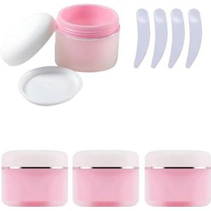 OIFAODAO， 4 stuks, lege, transparante, matte 50 g roze plastic cosmetische potten met schroefdeksel, ml container for lotionscrème ，Cosmetische potjes(100ml)