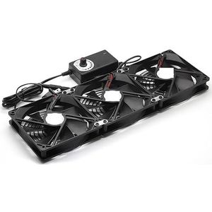Traploze snelheidsregeling 120 mm x 25 DIY-koelventilator - GPU-rackminingbehuizing, kast, server 2/3/4 ventilatoropties, dubbele kogellagers(3 in 1,EU Plug)