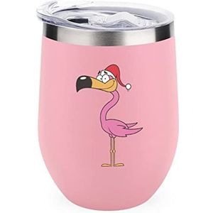 Leuke Kerstman Flamingo Geïsoleerde Tumbler met Deksel Leuke Roestvrij Staal Koffie Mok Duurzame Thee Cup Reismok Roze Stijl