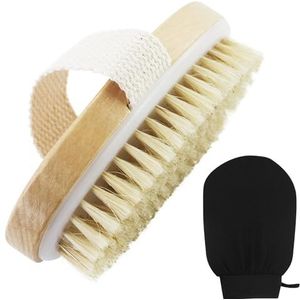 Body Dry Brush & Body Scrub Handschoen, Fysieke Exfoliërende Borstel, Massageborstel voor Lymfedrainage, Natuurlijke Borstel