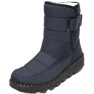 UALXPAO Vrouwen Sneeuwlaarzen Antislip Waterdichte Sneeuwlaarzen voor Vrouwen Dikke Pluche Winter Enkellaarzen Vrouw Platform Warm Houden Katoen Gewatteerde Schoenen, Blauw, 40 EU