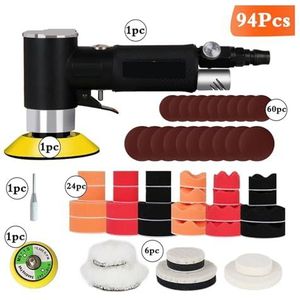 Air Sander Mini Polijstmachine 2 ""/3"" Pneumatisch Gereedschap Slijpmachine Set Air Tool for Auto Polijsten Waxen roest Verwijderen Uso multiuso(B-94pcs)