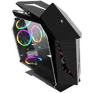 M-ATX/ITX Mid-tower Computerbehuizing, Hyperbolisch Glasontwerp, Gespleten Kaststructuur, Ondersteunt 7 120MM-ventilatoren (alleen Behuizing)