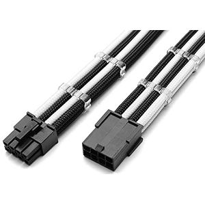 Shakmods 8-pins ATX CPU moederbord mouwen verlengkabel 30cm + 2 kabelkammen (zwart en wit)