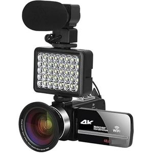 Videocamera Vlogcamera Recorder 4K Professionele Camcorder Digitale Video Camera for Streaming Vlog Recorder 18X Time-Lapse Webcam Stabilizer(64G SD Card,NA-U800-LT)