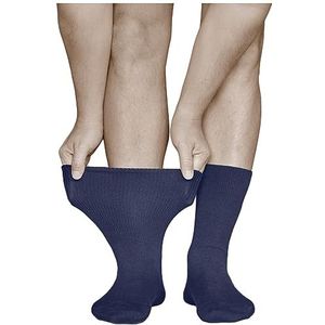 VITSOCKS Niet Knellend Randje Extra Brede Sokken Heren (3 PAAR) Gezwollen Voeten en Enkels, marine blauw, 39-41