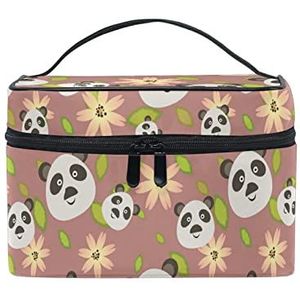 Schattige baby panda madeliefje bloem make-up tas voor vrouwen cosmetische tassen toilettas trein koffer