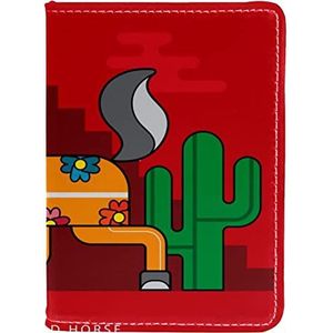 Dag van het Dode Paard Rood Paspoorthouder voor Dames en Mannen, Reizen Paspoort Portemonnee Paspoort Cover Reisdocumenten Organizer, Meerkleurig, 10x14cm/4x5.5 in