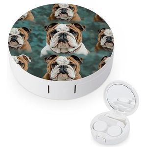 YHEGBFD Spectacle Case, Grappige Engelse Bulldog Contact Lens Case, draagbare Contact Lens Case, Contact Lens Box met Spiegel, Grappige Engelse Bulldog, Eén maat, Klassiek