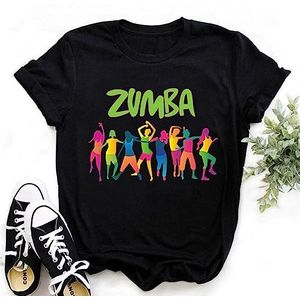Vrouwen Zumba Atletische Ronde Hals Korte Mouwen Grafische Gedrukt T-Shirt Dance Workout Top Casual Tee Lady Slim Fit, # 1, S