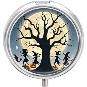 Moon Dance at Night Pillendoosje Ronde Draagbare Pillenorganisator Waterdichte Dagelijkse Vitamine Houder Dozen Creatieve 3 Compartimenten Geneeskunde Pil Case voor Portemonnee Of Pocket