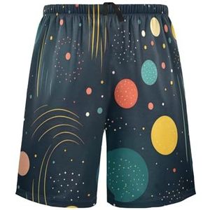 LI ZHI XIN Herenpyjamabroek, korte pyjamabroek, zomer casual shorts, elastische tailleband met trekkoord, rechte losse pasvorm met 2 zakken, S-XXL kleurrijk stippenpatroon, Meerkleurig, S