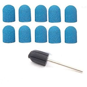15 stuks nagelstrikdoppen, slijpkappen, nagelschuurbanden, blokdoppen voor manicure, pedicure, frezen, 3 maten, voor nagelstudio, manicure, nageldesign, voetverzorging, blauw/roze