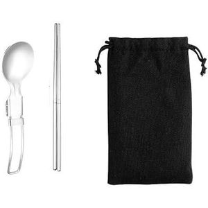 Bestekset van roestvrij staal, vorken, messen, eetlepels en theelepelbestek (Size : 2pcs folding spoons and chopsticks)